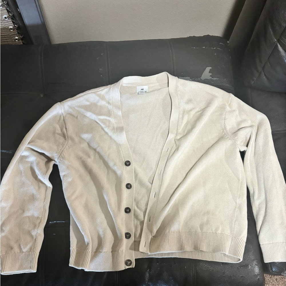 H&M Beige Button-Up Cardigan
